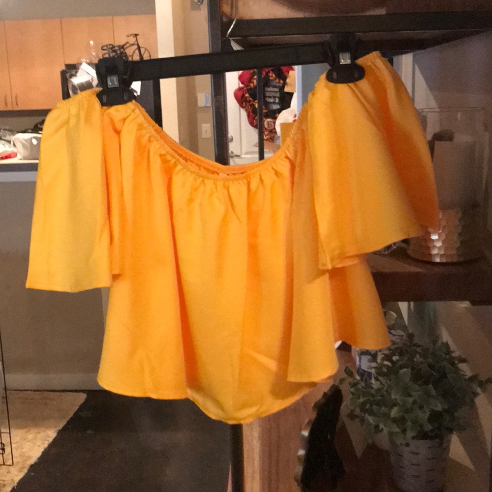A yellow crop top